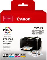 Canon 9218B005|PGI-1500BKCMY Inktcartridge MultiPack Bk,C,M,Y 12,4ml + 3x4,5ml VE=4 voor Canon MB 2050