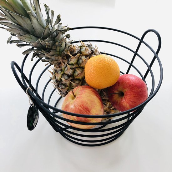 iets Ventileren Expertise Fruitschaal Zwart Metaal -Fruitmand Metaal - Fruit Basket Industrial Ø 24cm  hoogte 15 cm | bol.com