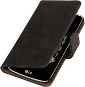 Mobieletelefoonhoesje.nl - LG K5 Hoesje Hout Bookstyle Grijs