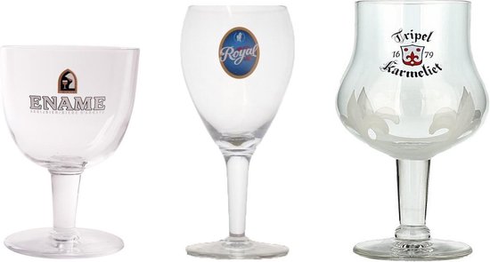 Trio bierglazen speciaalbier ename palm royal karmeliet bier glas 3 stuks  cadeau voor... | bol.com