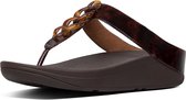 FitFlop™ Fino™ Tortoiseshell Chain Toe Post Chocolate Brown Turtle - Maat 36