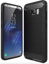 Hoesje geschikt voor Samsung Galaxy S8 - Rugged Armor / Geborsteld TPU Black Premium Case (Zwart Silicone Hoesje / Cover)