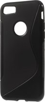 Shop4 - iPhone 7 Hoesje - Zachte Back Case S Shape Zwart