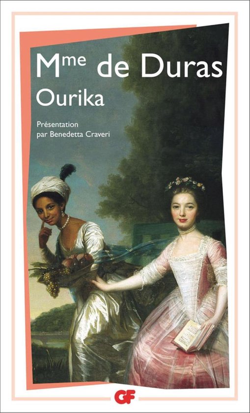 Boekcover met schilderij van twee vrouwen in 18e-eeuwse kledij, met de tekst 'Mme de Duras Ourika'.