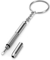 Let op type!! 3 in 1 Repair Kit Key Ring with 3 Screwdrivers: Cross 1.5  Straight 1.5 Star Nut M2.5 for Smart Phone  Watches Glasses(Silver)