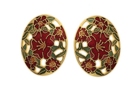 oorbellen Daisy - groen wit emaille - Georg Jensen madeliefjes