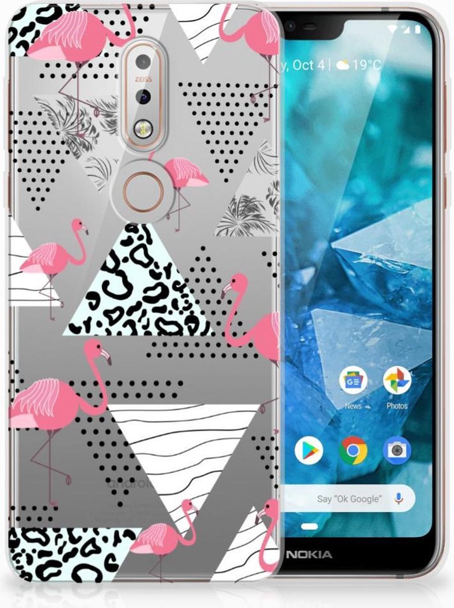 Nokia 7.1 TPU Hoesje Flamingo Triangle