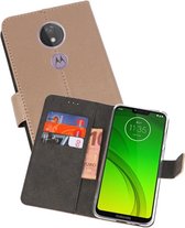 Booktype Telefoonhoesjes - Bookcase Hoesje - Wallet Case -  Geschiktvoor Motorola Moto G7 Power - Goud