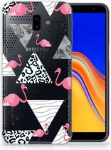 Geschikt voor Samsung Galaxy J6 Plus (2018) Uniek TPU Hoesje Flamingo Triangle