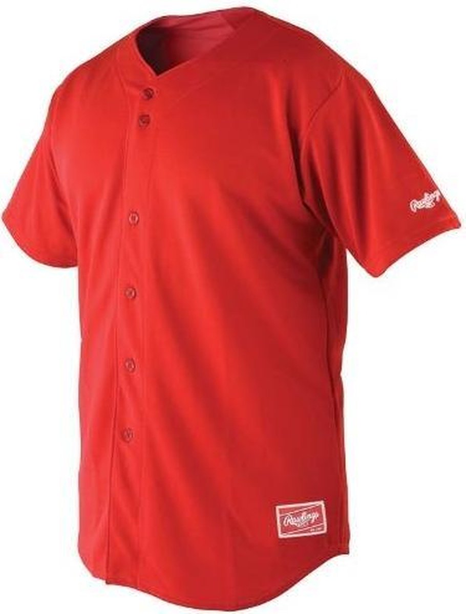Rawlings RYBBJ350 YOUTH Full Button Baseball Jersey - Red - Youth Large