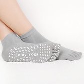 Chaussettes de yoga avec antidérapantes - grises avec orteils - du 36 au 40
