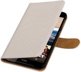 Croco Bookstyle Wallet Case Hoesjes voor HTC Desire 830 Wit
