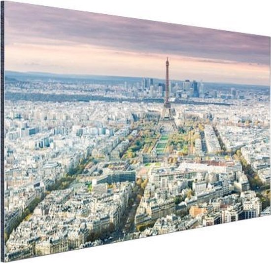 Vue aérienne de Paris avec la Tour Eiffel Aluminium 120x80 cm - Tirage photo sur Aluminium (décoration murale métal)