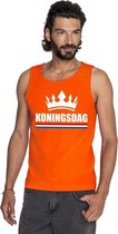 Oranje Koningsdag kroon tanktop shirt/ singlet heren S