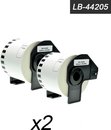 2x Brother DK-44205 Compatible voor Brother 's range of QL printers, 62mm * 30.48m
