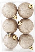 Cosy&Trendy Kerstballen Ø 6 cm - Champagne glitter - Set-6