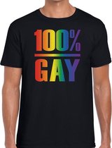 100 procent gay gay pride shirt zwart voor heren S