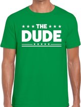 The Dude tekst t-shirt groen heren L