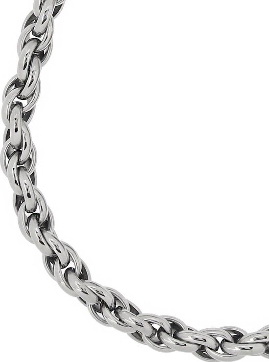Gerecycled stalen herenketting met dubbele plaathanger | -NL