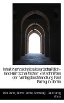 Inhaltsverzeichnis Wissenschaftlich-Land-Wirtschaftlicher Zeitschriften Der Verlagsbuchhandlung Paul