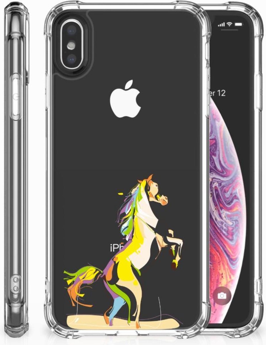 TPU Case Anti-Shock voor Apple iPhone Xs Max Stevig Bumper Hoesje Horse Color