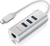 MINIX NEO C-UE USB-C naar 3-Port USB 3.0 en Gigabit Ethernet Adapter Zilver