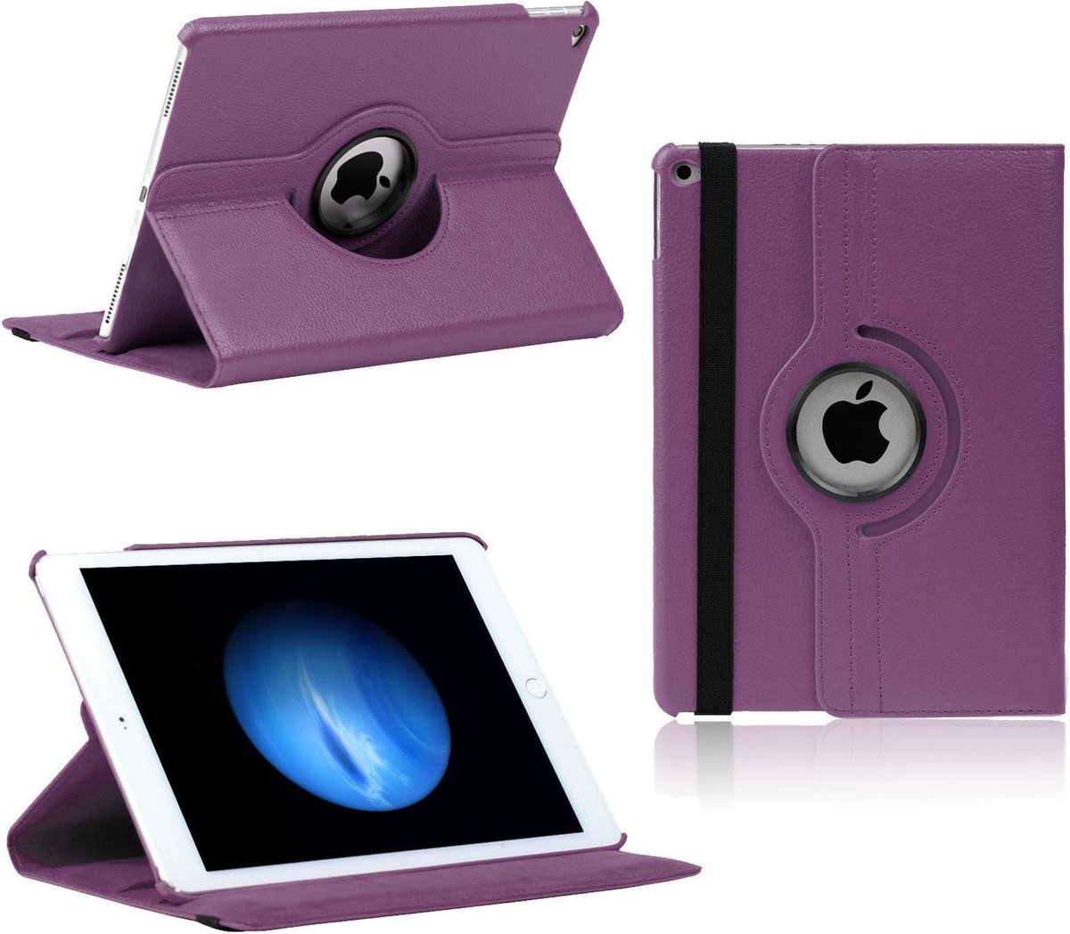 iPad Pro 12.9 Hoes Cover Multi-stand Case 360 graden draaibare paars