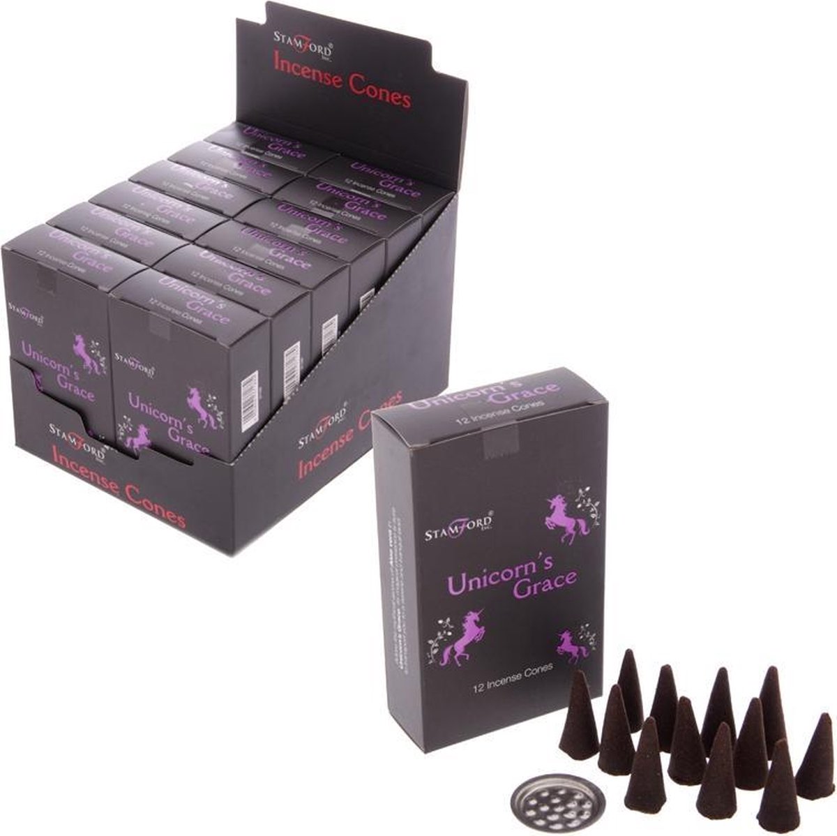 Stamford - Unicorn Grace - Wierookkegels - Wierook - 12 doosjes