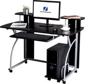 XL Computertafel Bureau Op Wielen - Verrijdbaar Computerbureau - Geschikt Voor PC / Apple Macbook iMac / Laptop Computer Bureau Meubel - Computermeubel Tafel - Zwart