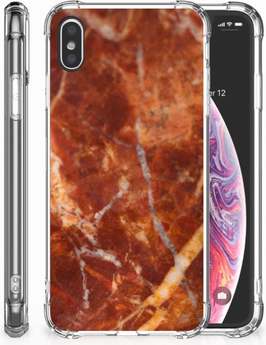 Apple iPhone Xs Max Anti-Shock Hoesje Marmer Bruin