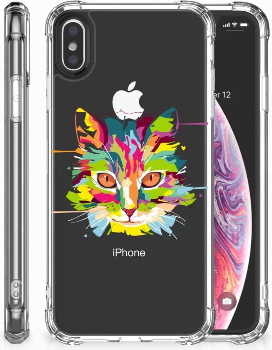 Apple iPhone Xs Max Stevig Bumper Hoesje Cat Color