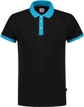 Tricorp poloshirt bi-color fitted - Casual - 201002 - zwart-turquoise - maat XS