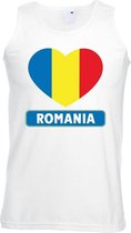 Roemenie hart vlag singlet shirt/ tanktop wit heren XXL
