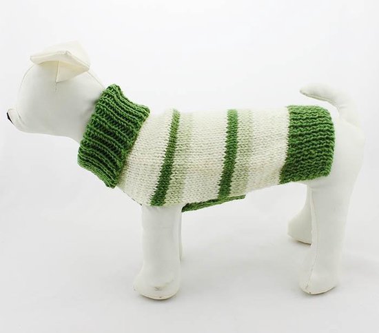 Zelfrespect Familielid Gewaad Gebreide trui groen gestreept voor de hond - M ( rug lengte 27 cm, borst  omvang 30 cm,... | bol.com