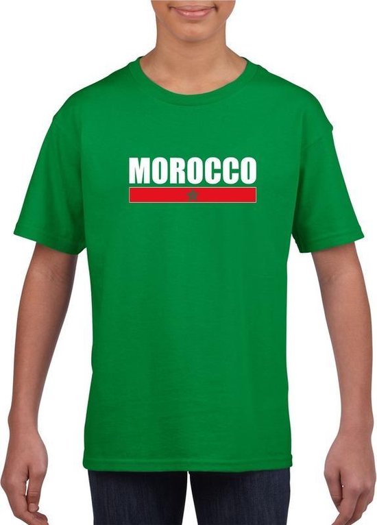 Groen Marokko supporter t-shirt voor kinderen 110/116