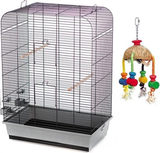 vogelkooi Senne grijs/zwart