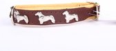Dog's Companion - Leren halsband Teckel - Lengte: 45cm (35-41cmx20 mm), Kleur: Bruin / Naturel