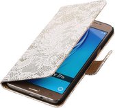 Lace Bookstyle Wallet Case Hoesjes voor Galaxy J7 (2017) J730F Wit