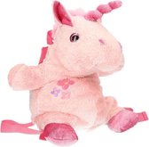 Roze unicorn rugzak van super zachte pluche 33 x 18 cm