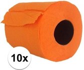10x Oranje toiletpapier rol 140 vellen - Oranje thema feestartikelen decoratie - WC-papier/pleepapier