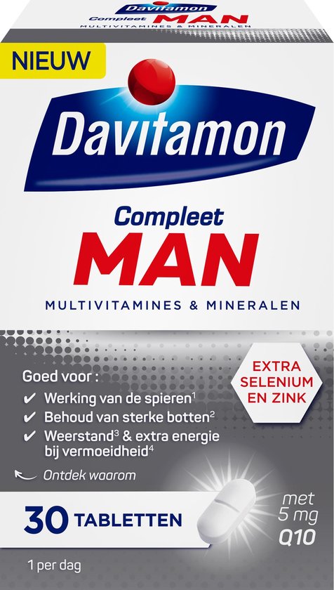 Davitamon Compleet Man - met extra selenium en zink - multivitaminen man - 30 tabletten