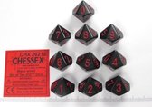 Chessex Opaque zwart/rood D10 Dobbelsteen Set (10 stuks)