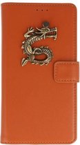 Mystiek MP case Bruin Huawei Y6 2018 bookcase draak brons hoesje