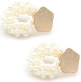Dielay - Oorbellen met Parels - Oorhangers - 3,5x2,5 cm - Goudkleurig