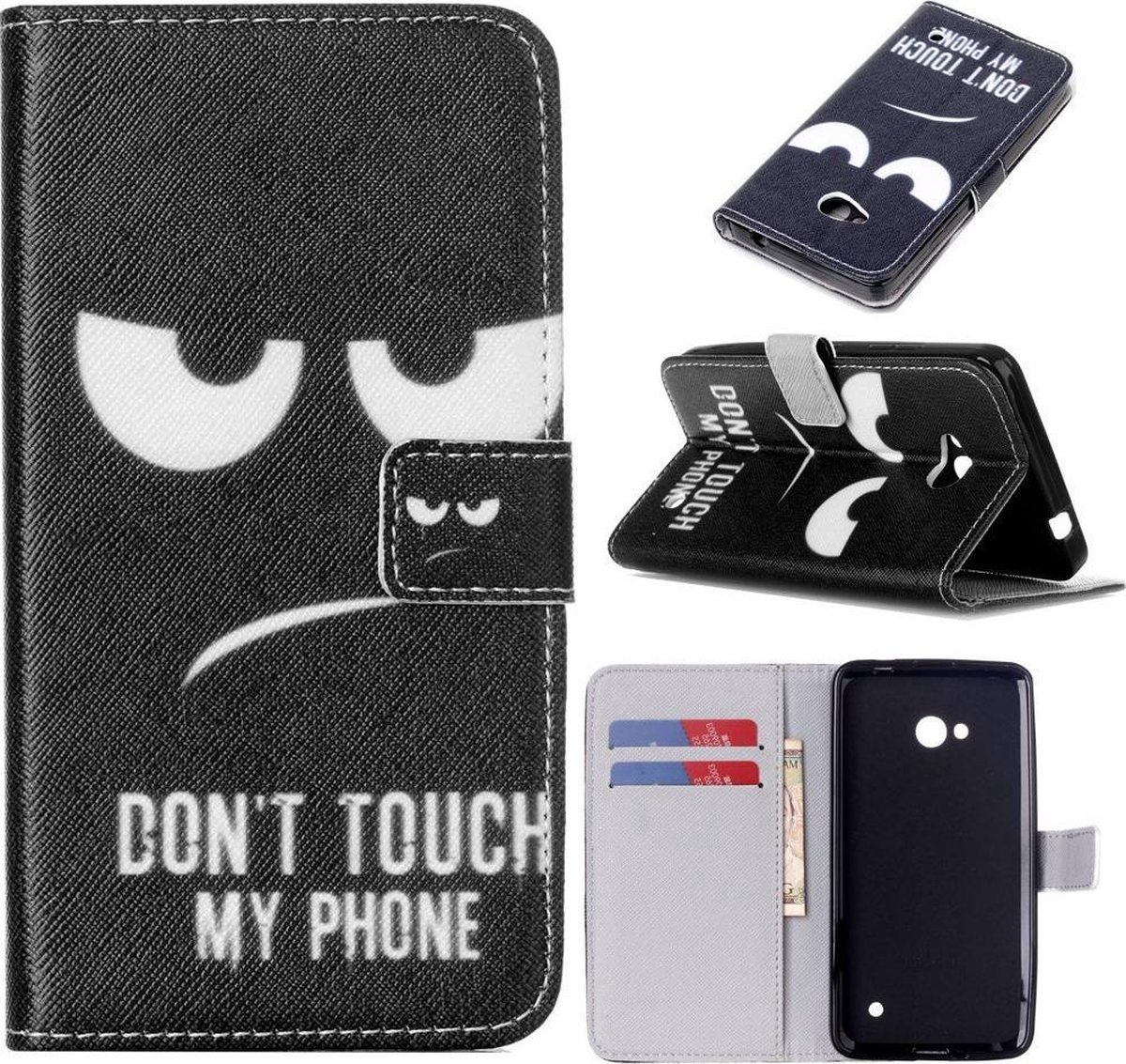 iCarer Dont touch my phone print wallet case hoesje Microsoft Lumia 640