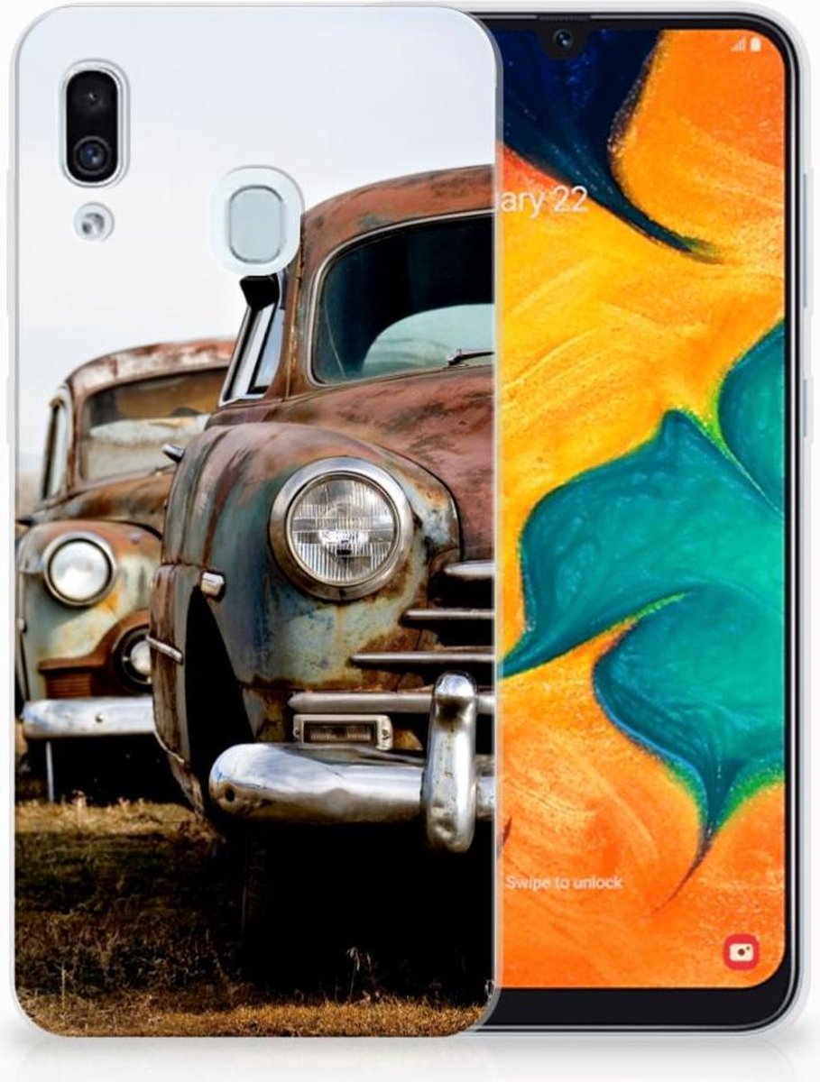 Samsung Galaxy A30 Siliconen Hoesje met foto Vintage Auto