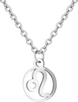 24/7 Jewelry Collection Leeuw Ketting - Cirkel - Sterrenbeeld - Horoscoop - Zilverkleurig