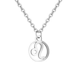 24/7 Jewelry Collection Leeuw Ketting - Cirkel - Sterrenbeeld - Horoscoop - Zilverkleurig
