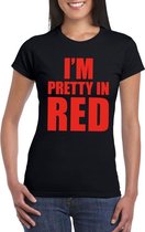 I'm pretty in red t-shirt zwart dames L