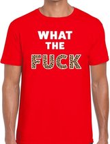 What the Fuck tijgerprint heren T-shirt rood L